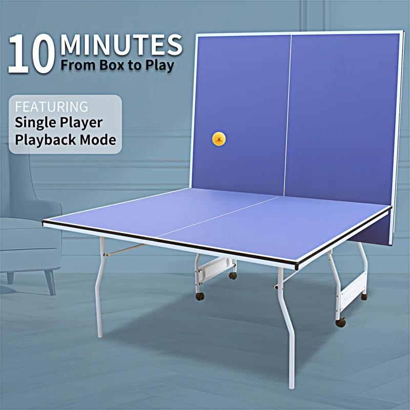 Ceballos 9Ft Mid-Size Table Tennis Table Foldable & Portable Ping Pong Table Set For Indoor Games With Net