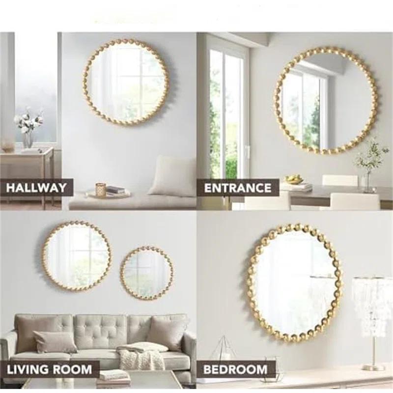 Marlowe Beaded Round Metal Wall Mirror