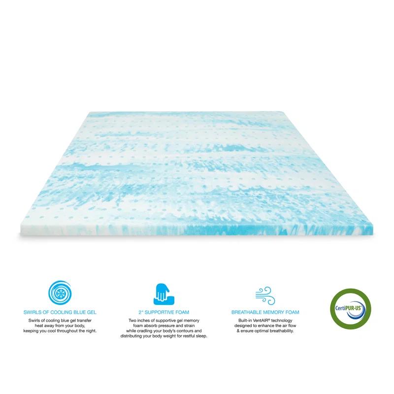 BioPEDIC 2'' Gel Memory Foam Mattress Topper