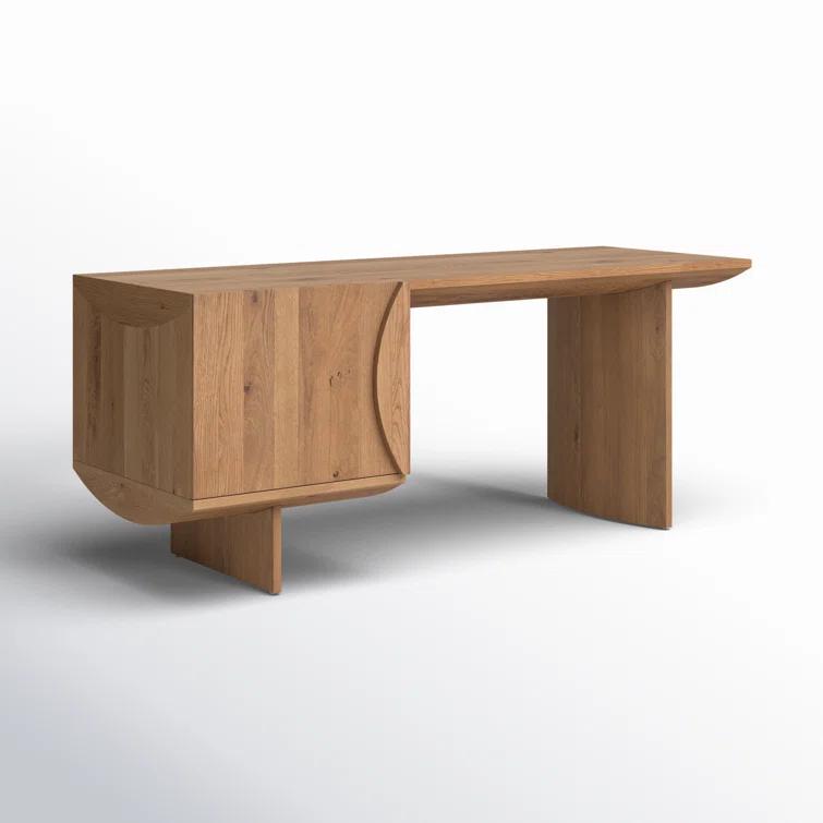Contemporary Modern Home Office Desk in Warm Grey-Brown Oak Veneer