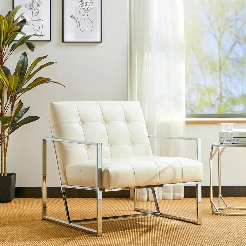 Siebo 30'' Wide Tufted Cream Armchair