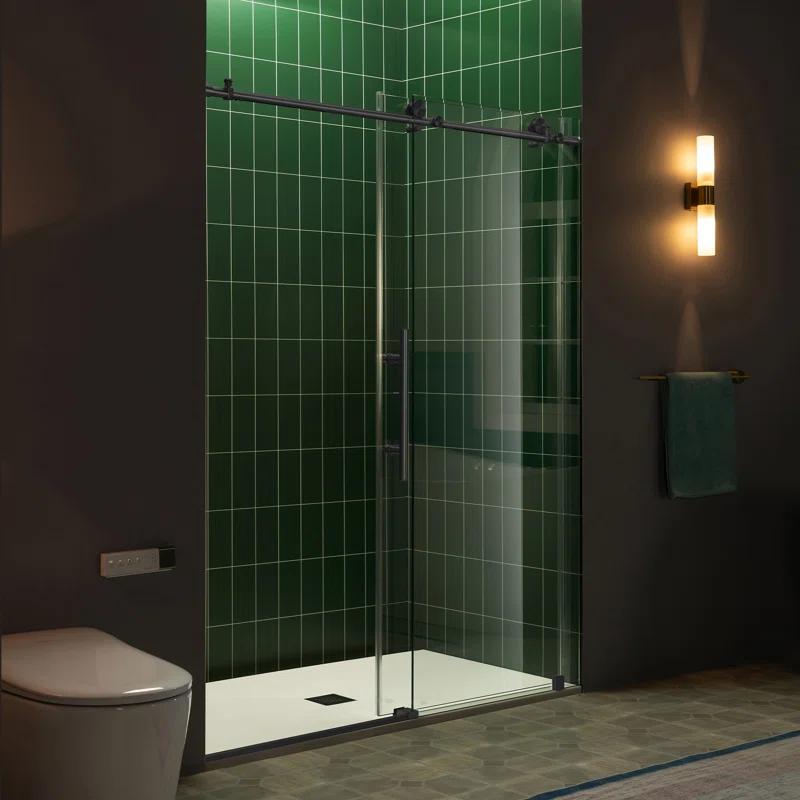 WoodBridge Frameless Single Sliding Shower Door with Soft Close System, 57.5-60" Width x 80"Height with 5/16"(8mm) Clear Tempered Glass & Reviews | Wayfair