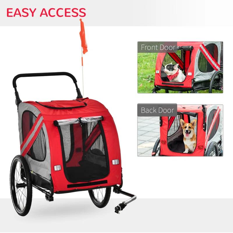 Foldable Pet Jogger Stroller with Detachable Carrier