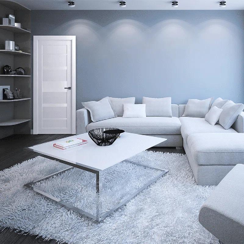 Belldinni Kina No Bore Solid Core 5-Lite Frosted Glass PP Finished Wood Composite Interior Door Slab