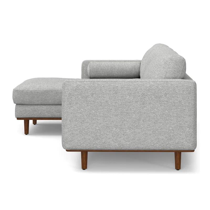 Simpli Home Morrison Large Left Sectional Sofa,Mid-Century Modern Couch with Chaise Lounge and Eco-Friendly Woven-Blend Fabric