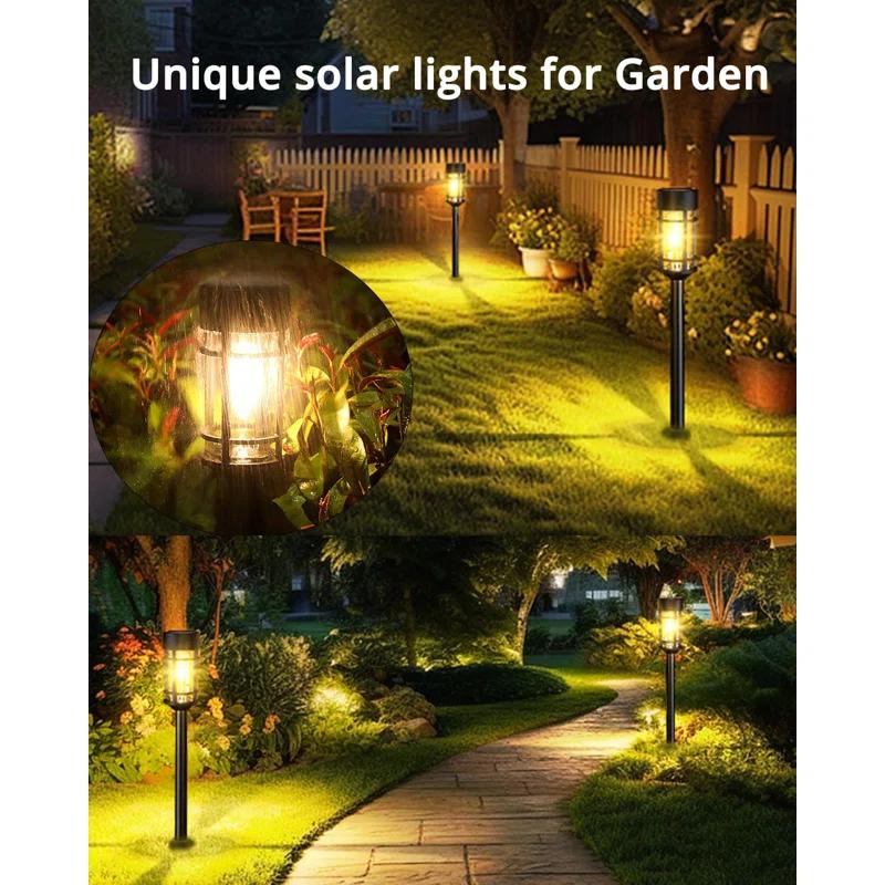 Zeki Shoggy 8 Pack Solar Pathway Lights Outdoor, Waterproof Solar Lights Outdoor With Metal & Glass Design - Auto On/Off, Long-Lasting, Landscape Lighting For Garden, Yard, Lawn, Driveway, Walkway