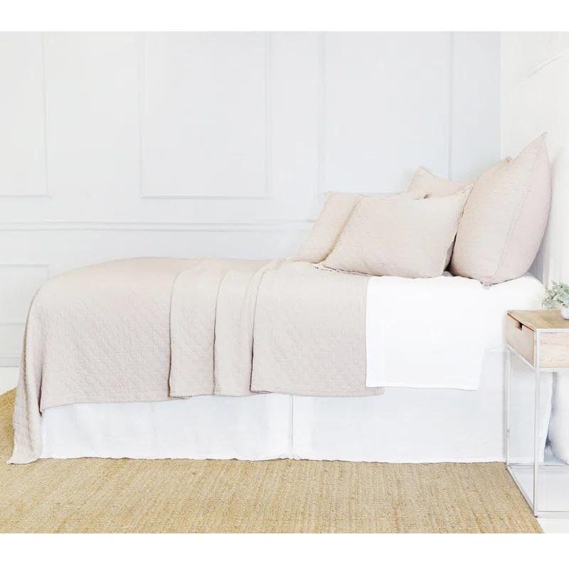 Ojai Cotton Matelassé Coverlet by Pom Pom at Home - Blush / Queen