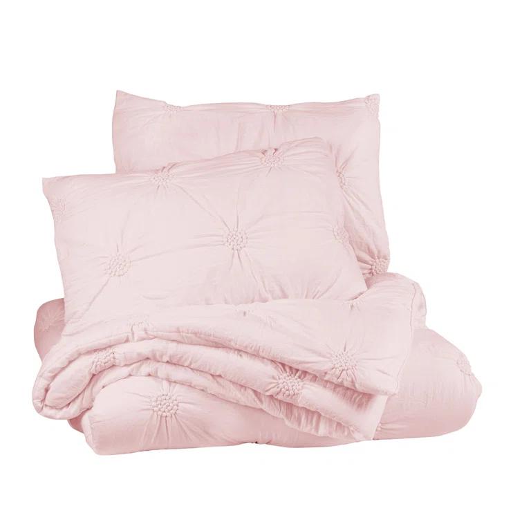 Swift Home Supreme Microfiber Floral Pintuck Microfiber 3-Piece Comforter Set