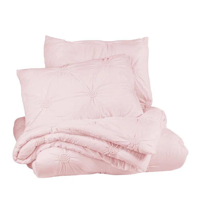 Swift Home Supreme Microfiber Floral Pintuck Microfiber 3-Piece Comforter Set