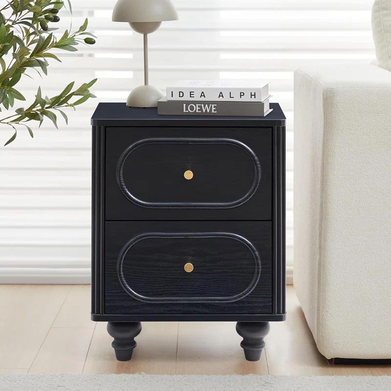 Canora Grey 2 Drawer Fluted Nightstand Set Of 2, Mid Century Modern Farmhous...