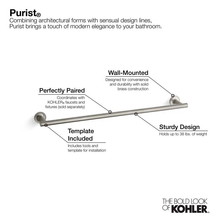 Purist® 30" Wall Mounted Towel Bar
