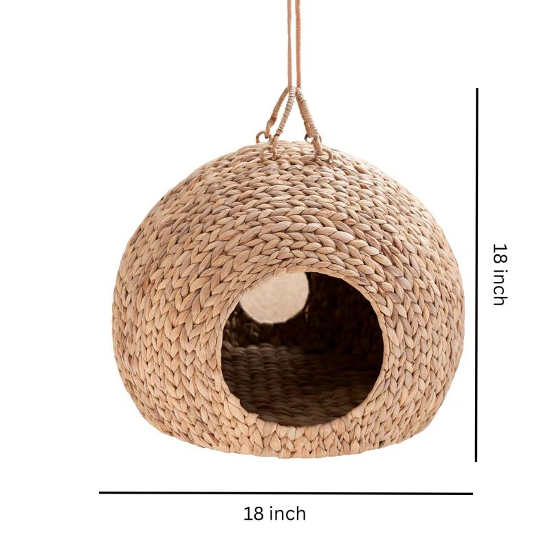 Tucker Murphy Pet™ Emmely Nest Water Hyacinth Woven Wicker Round Pet Bed with Handles