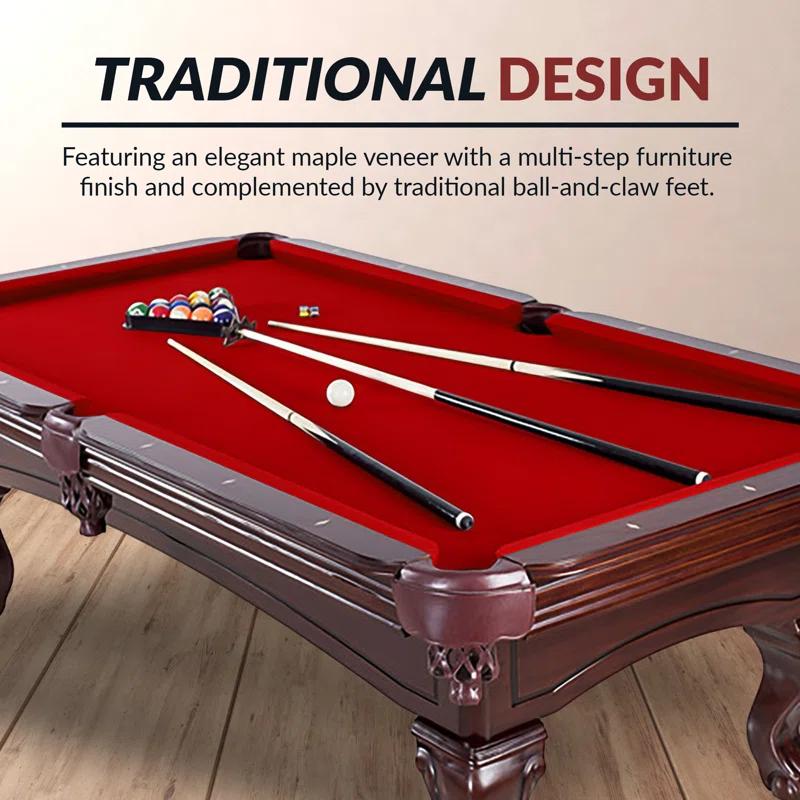 Hathaway Games Hathaway Augusta 8 Ft Furniture Pool Table – Includes Cue Sticks, Billiard Balls – Classic Design Perfect for Family, Home, Dining, or Living Room