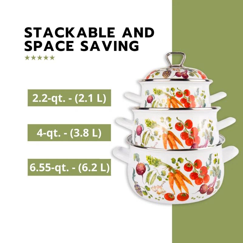 STP-Goods STP-Goods Italian Garden 2.2 Quarts Stock Pot, Soup Pot (Set of 3)