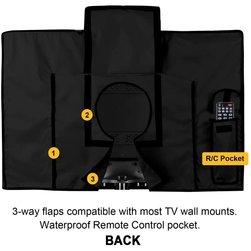 Khomo Gear Universal Weatherproof TV Cover – All-Season Protection for Flat Panel TVs, Water-Resistant, Breathable Material with Remote Pocket