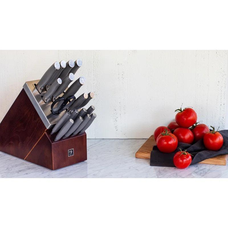 HENCKELS HENCKELS Graphite 20-Piece Self-Sharpening Knife Set with Block, Chef Knife, Paring Knife, Utility Knife, Bread Knife, Steak Knife, Brown