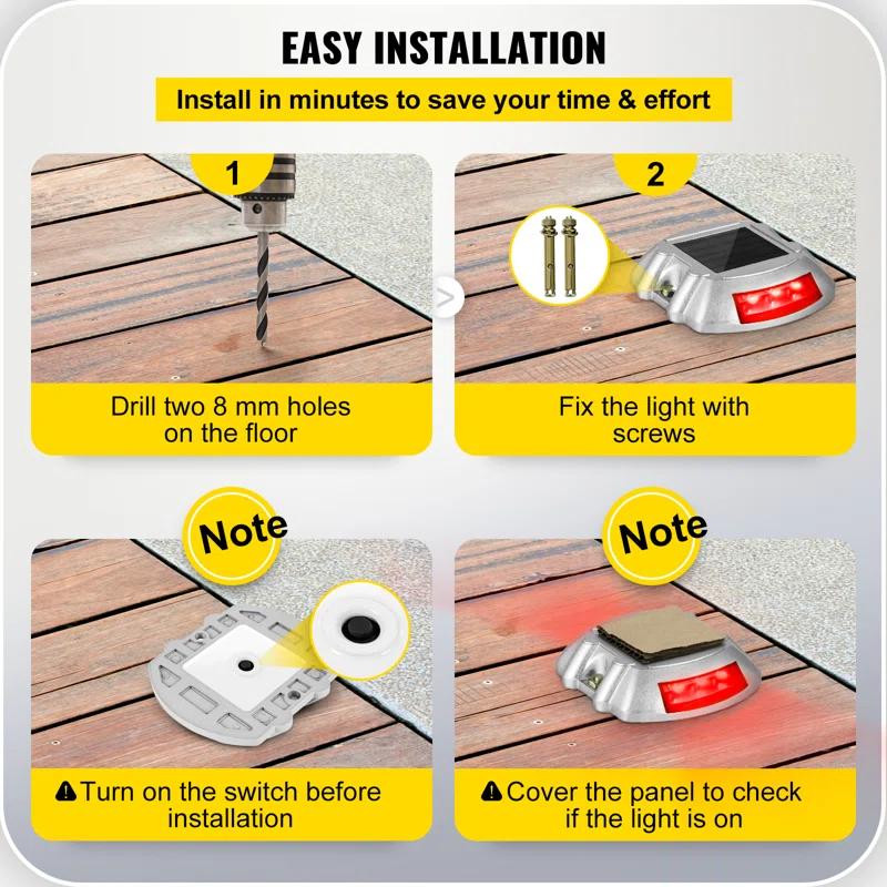Solar Dock Lights Low Voltage Solar Powered Integrated LED Metal Pathway Light Pack (Set of 4)