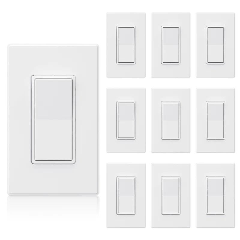 ELEGRP 15 Tamper Resistant Single Pole Rocker Light Switch (Set of 10) ES004A-0110SWP