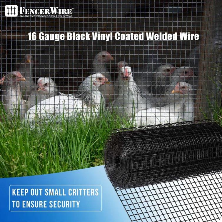 Fencer Wire 16 Gauge Black Vinyl Coated Welded Wire with Mesh Size 1.5” x 1.5”, Multiple Sizes & Reviews | Wayfair