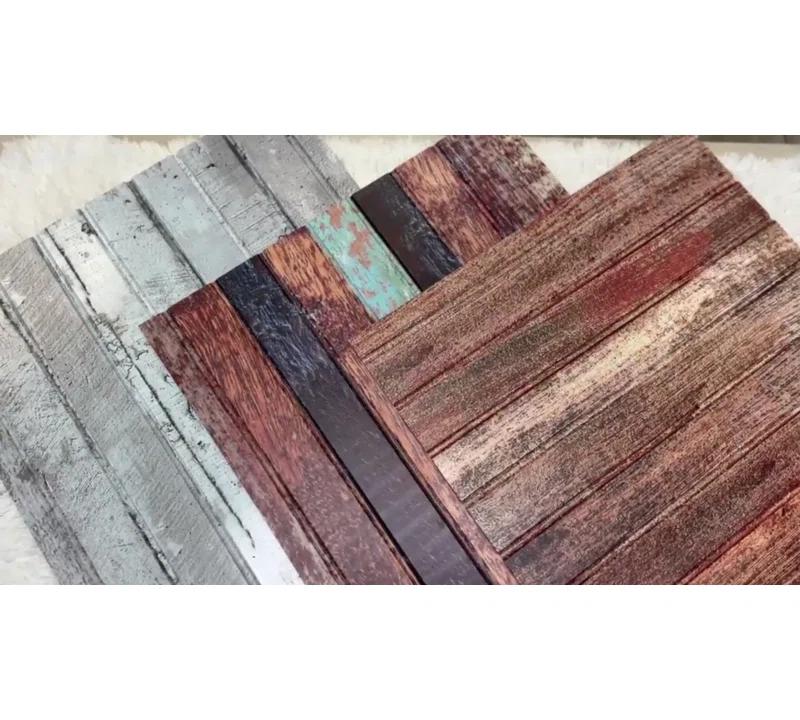 FromPlainToBeautifulInHours Faux Wood Plank Fire Rated Panel 24'' L x 24'' W Textured PVC Drop-In Ceiling Tile (Set of 10)