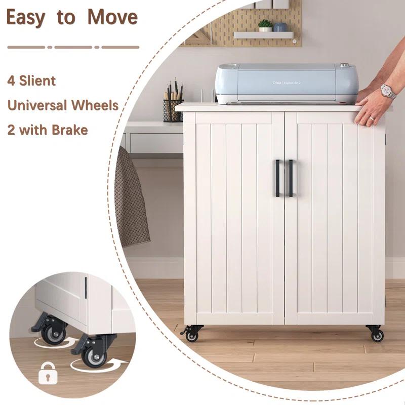 31.6'' x 15.8'' Crafting Storage Cabinet with Wheels
