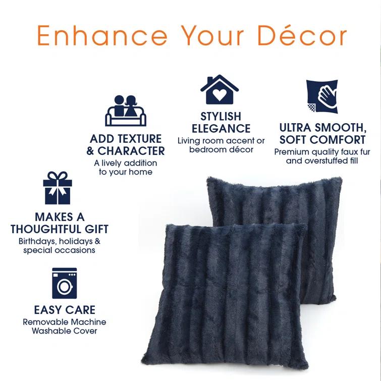 Cheer Collection FRBIN Square Pillow Cover & Insert (Set of 2)