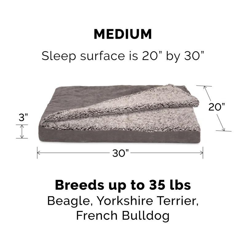 FurHaven Berber and Suede Blanket Top Mattress Memory Foam Dog Bed