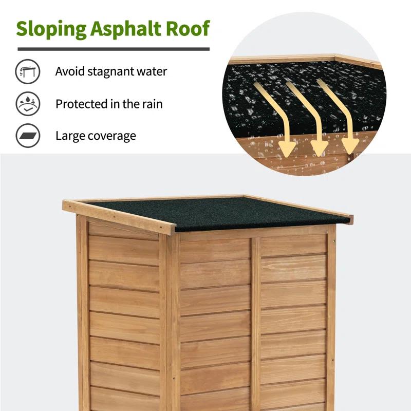 24.6 in. W x 18 in. D Outdoor Wood Storage Cabinet，Garden Wooden Tool Shed with Double Doors