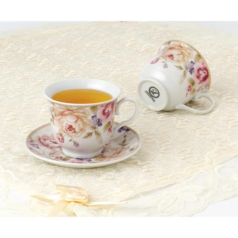 Lorren Home Trends Lorren Home Trends 4 Piece Teacup & Saucer Set