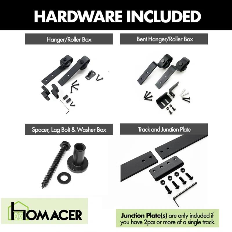 Homacer Mini Black Rustic Classic Design Single Track Bypass Two Door Hardware Kit For Cabinet Use