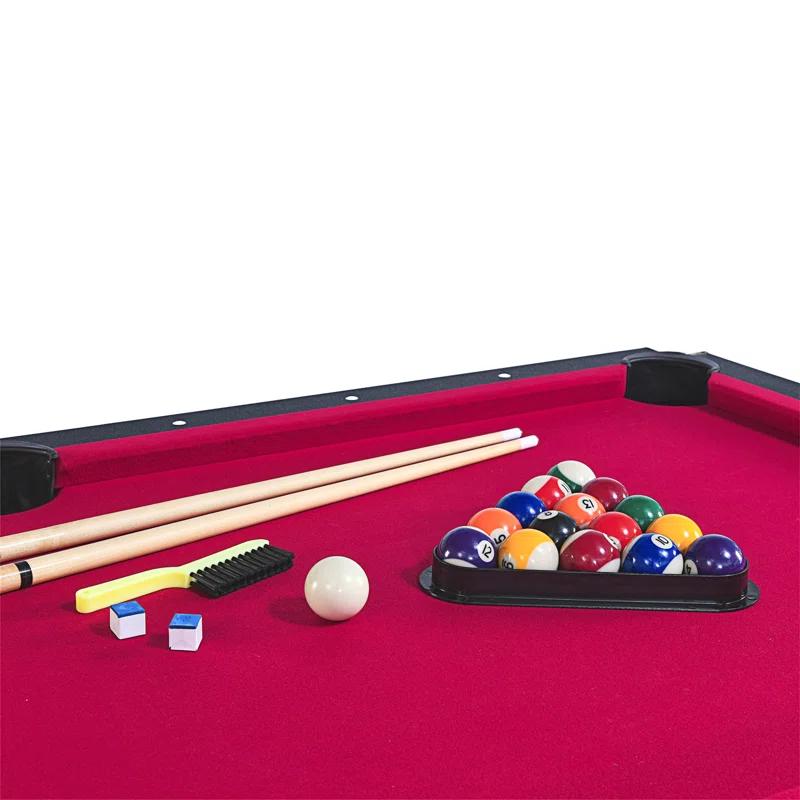 ALPHANEO 6-Ft Pool Table With Table Tennis Top - Black With Red Felt