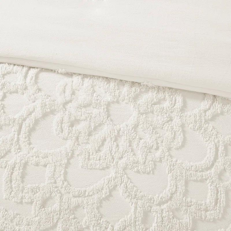 Madison Park Laetitia Tufted Chenille Cotton 3 Piece Medallion Duvet Cover Set