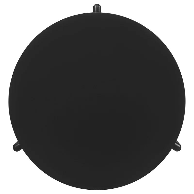 Kiya Coffee Table, 39 Inch Round Top, Black Solid Wood Frame, Panel Legs