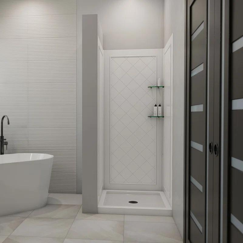 QWALL-4 32" W x 76.75" H Framed Square Shower Stall and Base Included