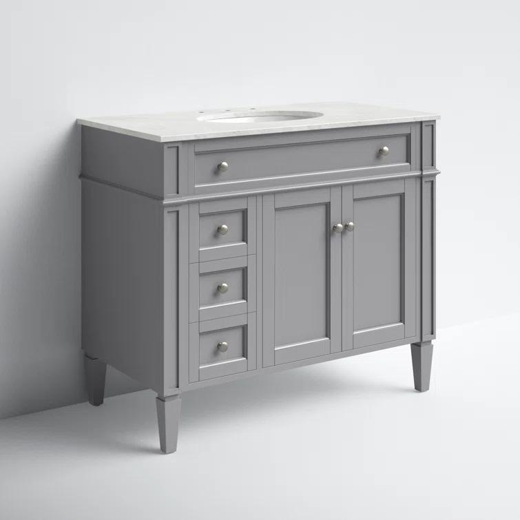 Rivers 40" Free-Standing Single Bathroom Vanity Set with Marble Vanity Top