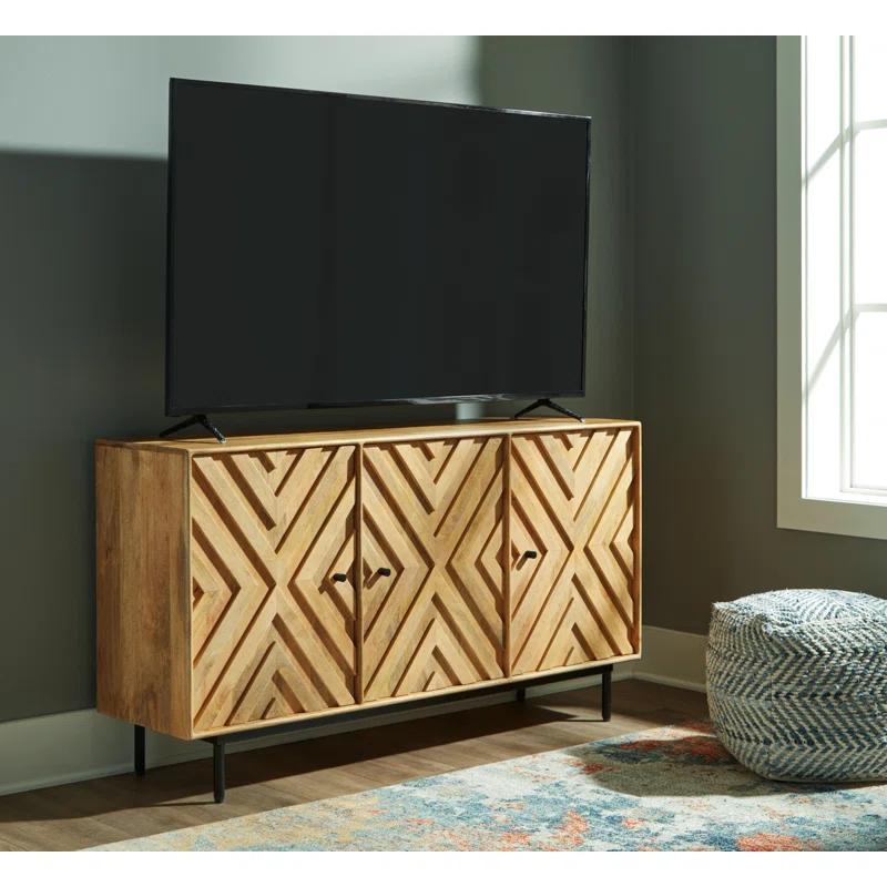 Cadewick Natural Mango Wood and Black Metal Accent Cabinet