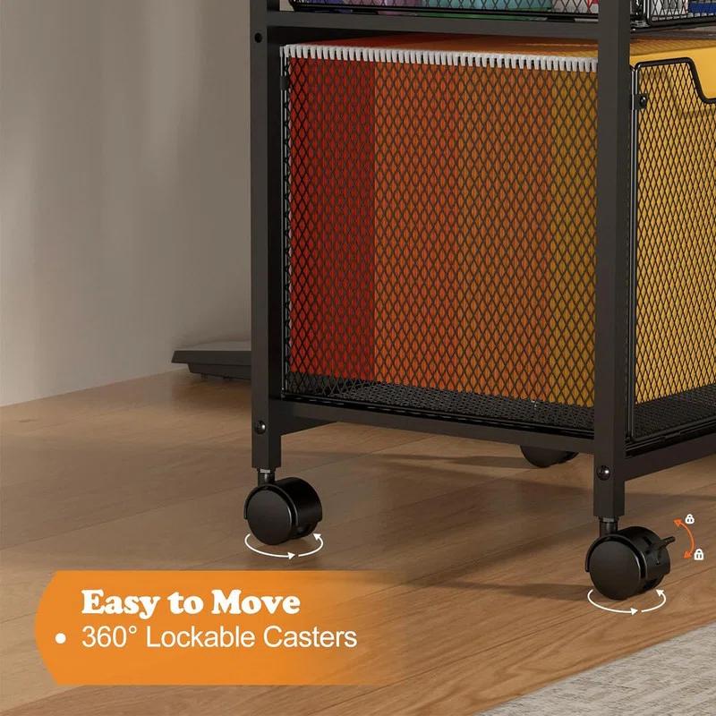 Rolling File Cabinet Cart,Printer Stand with 2 Drawers,Mobile Filing Cabinet on Lockable Wheels