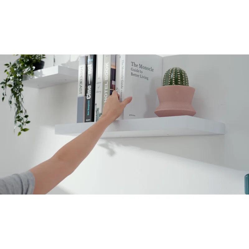 Latitude Run® Elbur 23.6 Inch Wide Wood Floating Shelves, Wall Shelf Display Shelves for Bathroom/Kitchen/Bedroom/Living Room (Set of 2)