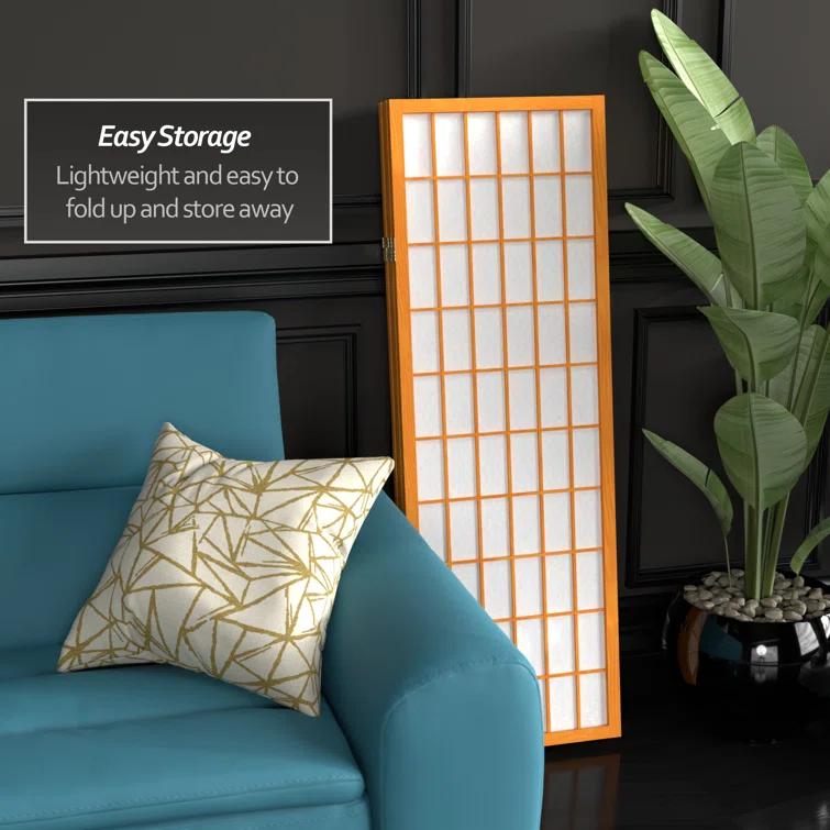 Red Lantern 4 ft. Short Window Pane Shoji Screen - Honey - 4 Panels