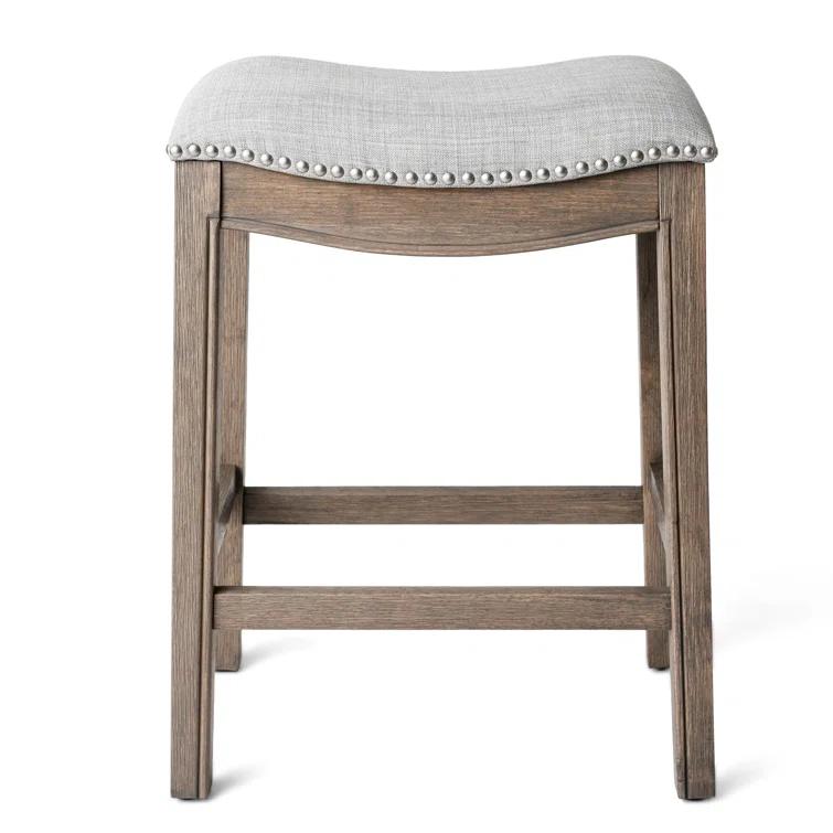 Maven Lane Maven Lane Adrien Backless Saddle Kitchen Stool with Fabric Upholstery