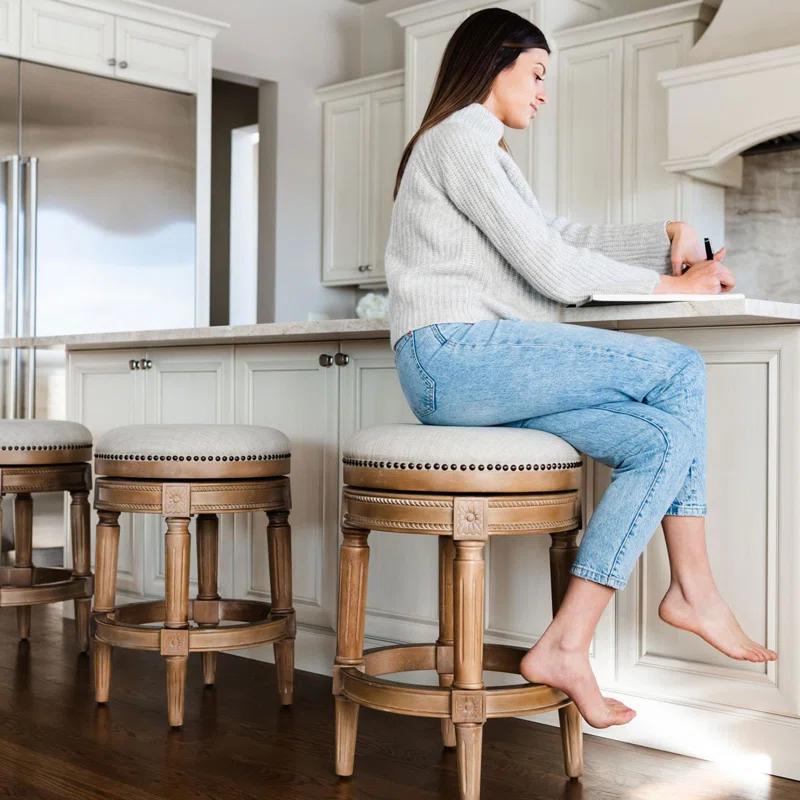 Maven Lane Maven Lane Pullman Backless Stool with Fabric Upholstery