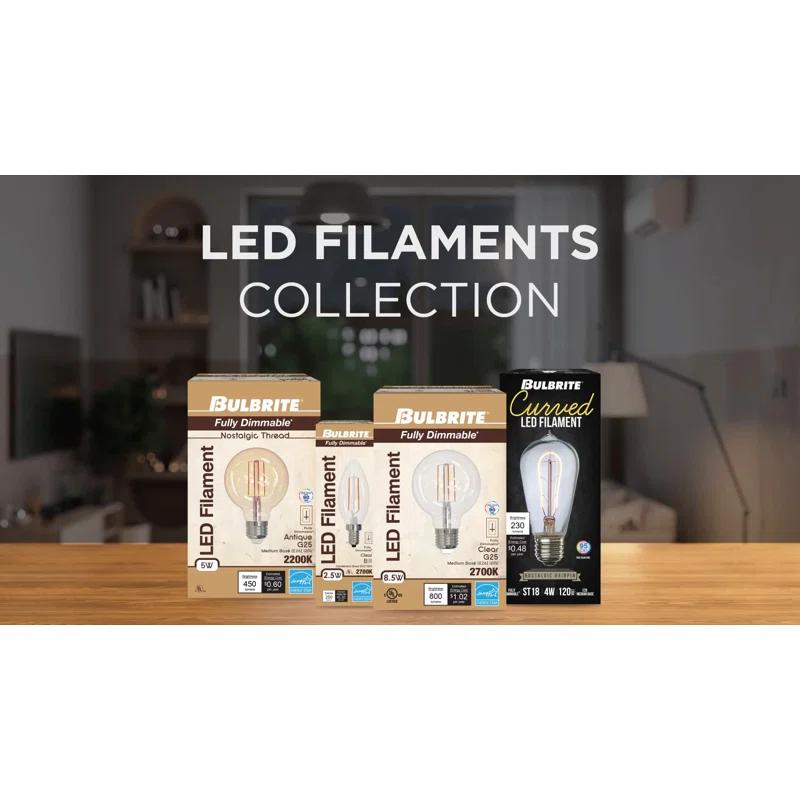 Bulbrite Industries 861410 60 Watt Equivalent, ST18 LED, Antique Dimmable Light Bulb, (2200K) E26/Medium (Standard) Base (Set of 2)