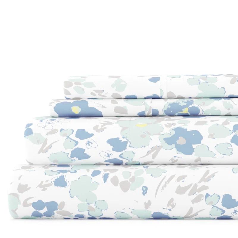 IEnjoy Home Violets Pattern Microfiber Sheet Set