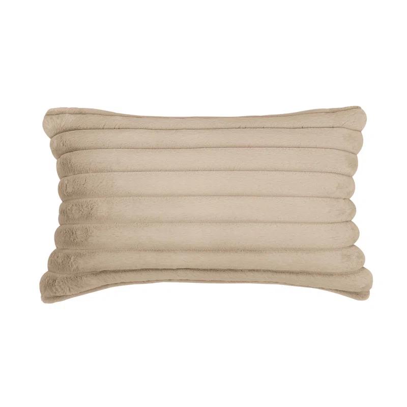 Taupe Faux Fur Rectangular Accent Pillow