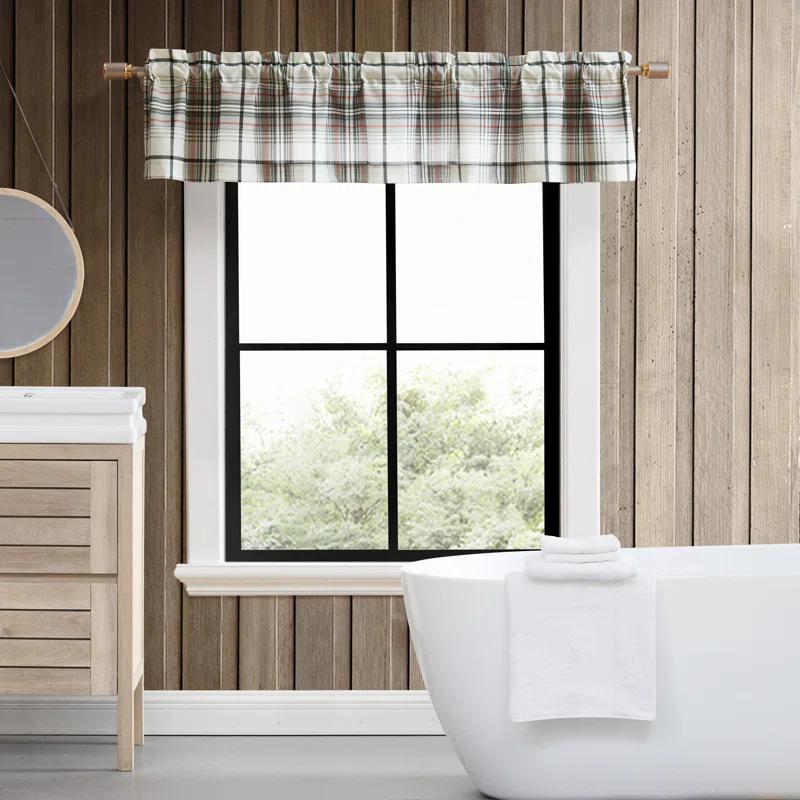 Eddie Bauer Eddie Bauer Alder Plaid Grey Pole Top Window Valance