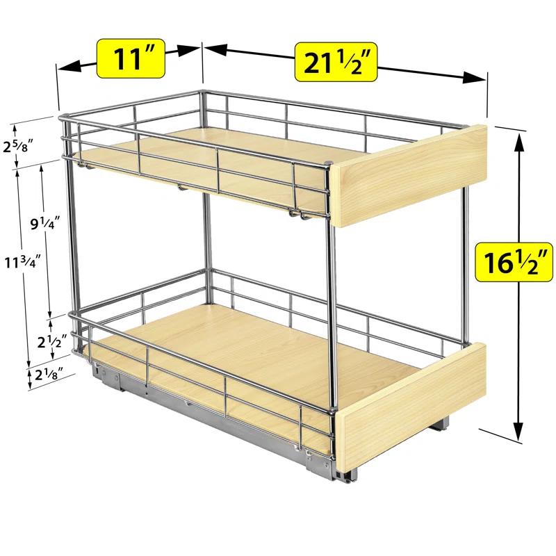 LYNK PROFESSIONAL LYNK PROFESSIONAL® SELECT Pull Out Cabinet Organizer (2 Tier) Slide Out Drawers for Kitchen, Wood