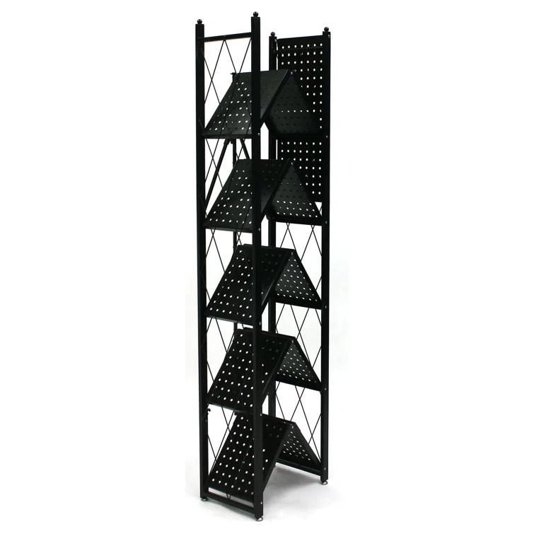 Origami Foldable 6-Shelf Classic Stamped Steel Bookcase
