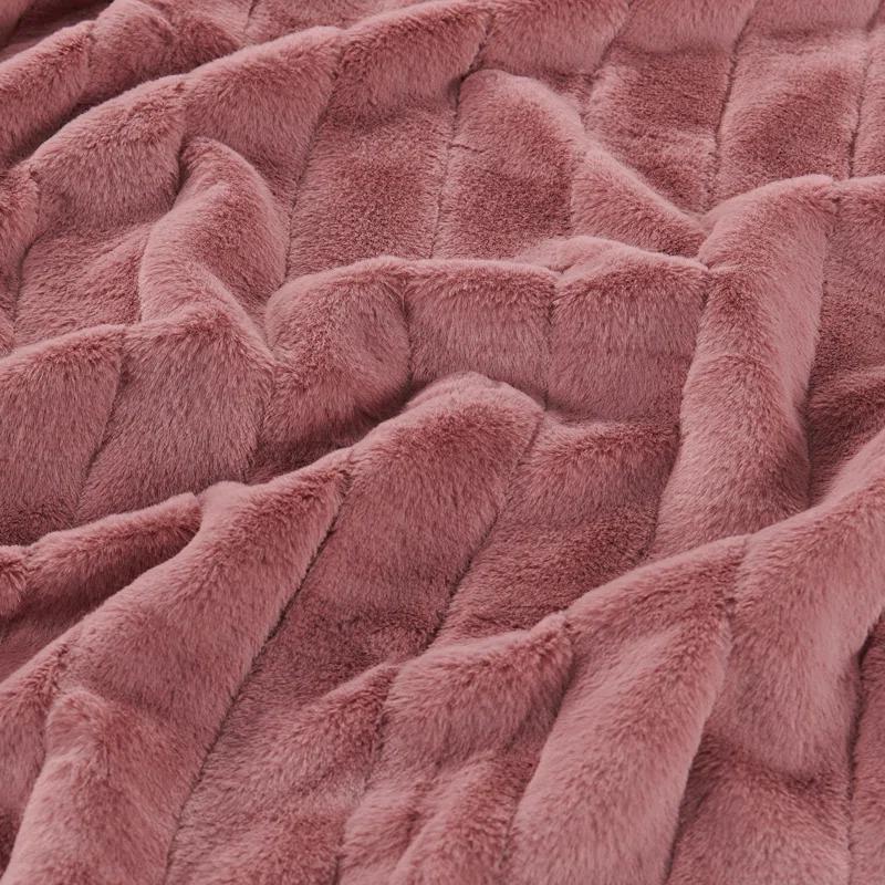 Home Soft Things Luxury Rabbit Faux Fur Throw Blanket