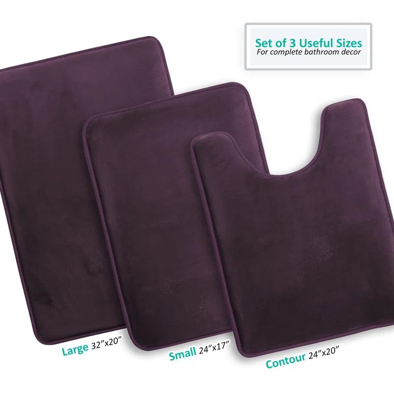 Aighan 3 Piece Ultra Soft and Absorbent Memory Foam Bath Rug Set with Non-Slip Backing
