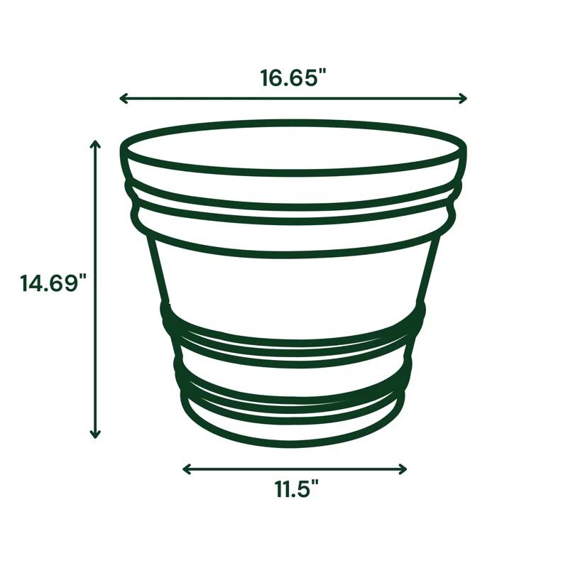Bloem Rolled Rim Recycled Plastic Indoor/Outdoor Round Pot Planter